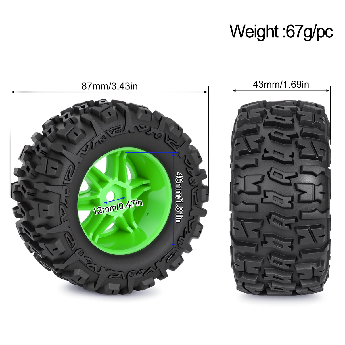 4 szt. gumowych opon 87 mm z 1 – Rc Hobby Trucks recenzja i cena